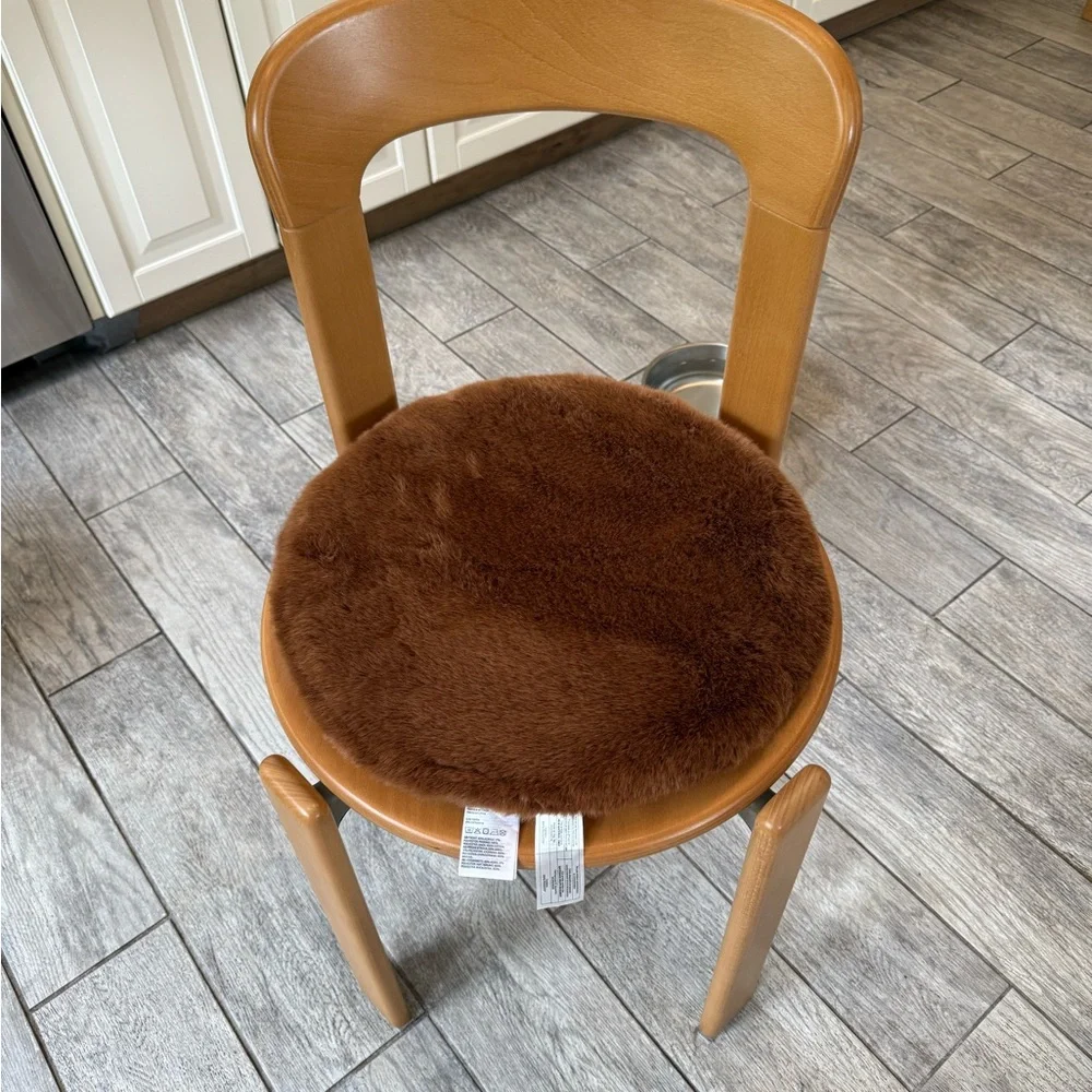 4 H&M round 16” teddy bear faux fur seat cushions